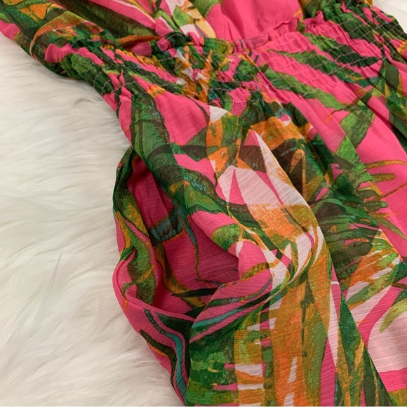 Zarr Collection One Shoulder Pink Tropical Print Pant Jumpsuit - Picture 7 of 12